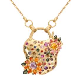 Medium Rainbow Daisy Clusterf@&$ Padlock Necklace - 11644