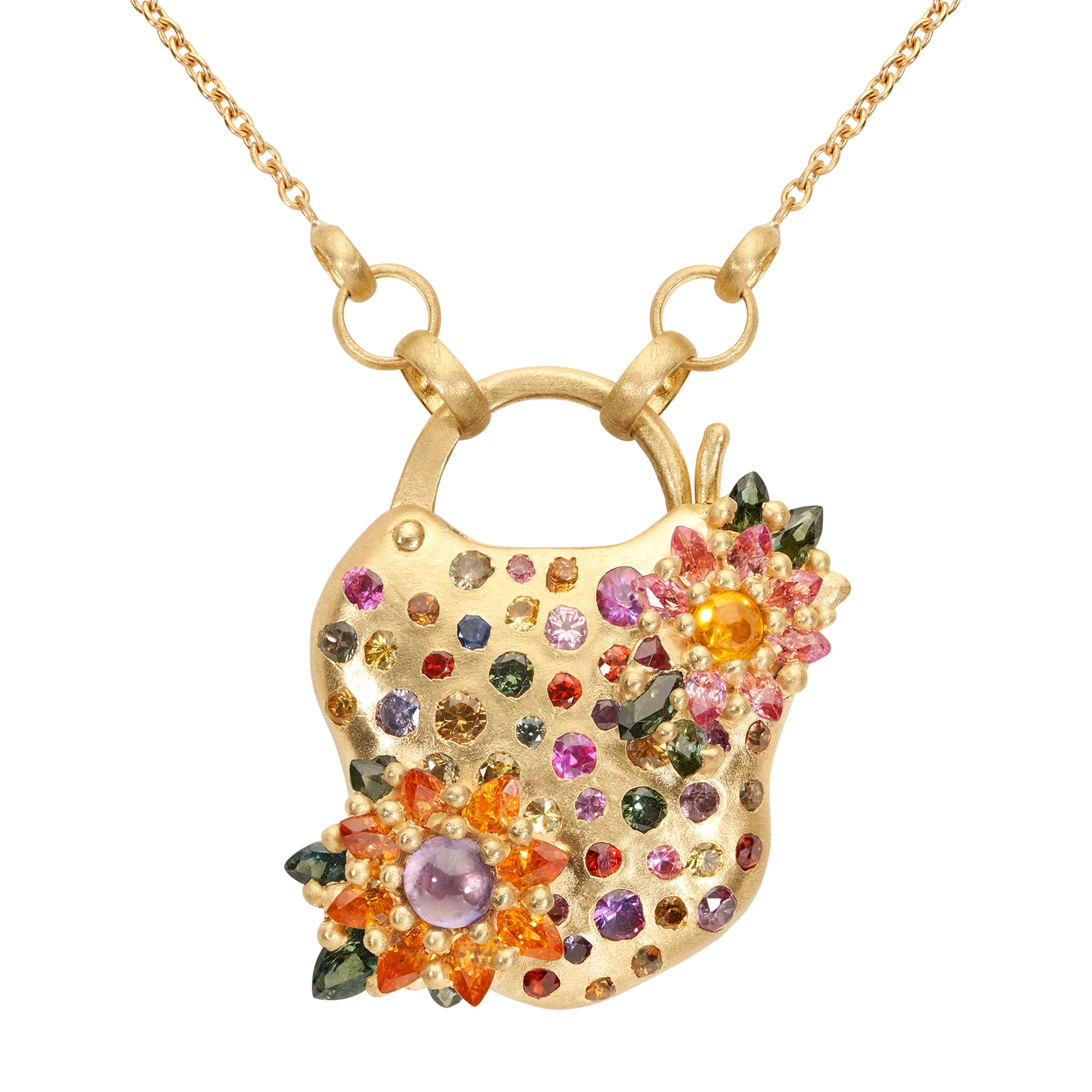 Medium Rainbow Daisy Clusterf@&$ Padlock Necklace - 11644