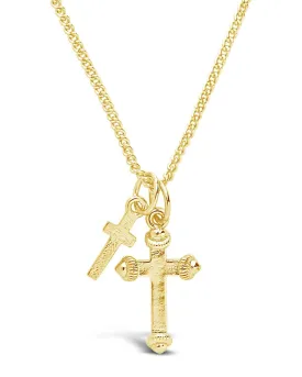 Men's Double Cross Pendant Necklace