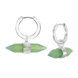 MINI DOUBLE POINT CRYSTAL - HOOP EARRINGS - CHRYSOPRASE - SILVER