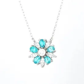 Paraiba-Mozambique & Diamond Flower Pendant