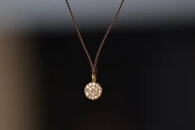 Pave Diamond Pendant Necklace in Gold on Cord