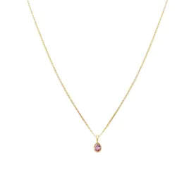 Petite Oval Necklace | 14k Gold & Pink Sapphire