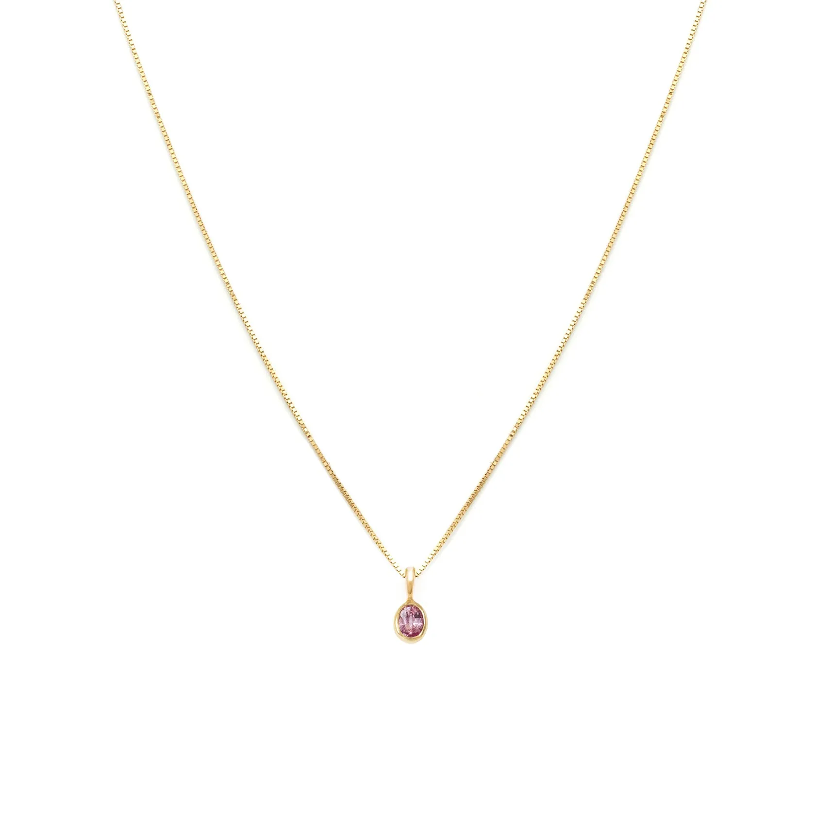 Petite Oval Necklace | 14k Gold & Pink Sapphire