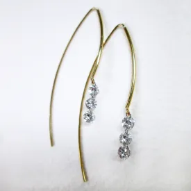 Pierced Diamond Earrings - 3 Brilliant Cut Round Diamonds