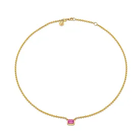 Pink Sapphire Emerald Cut Orb Chain Necklace