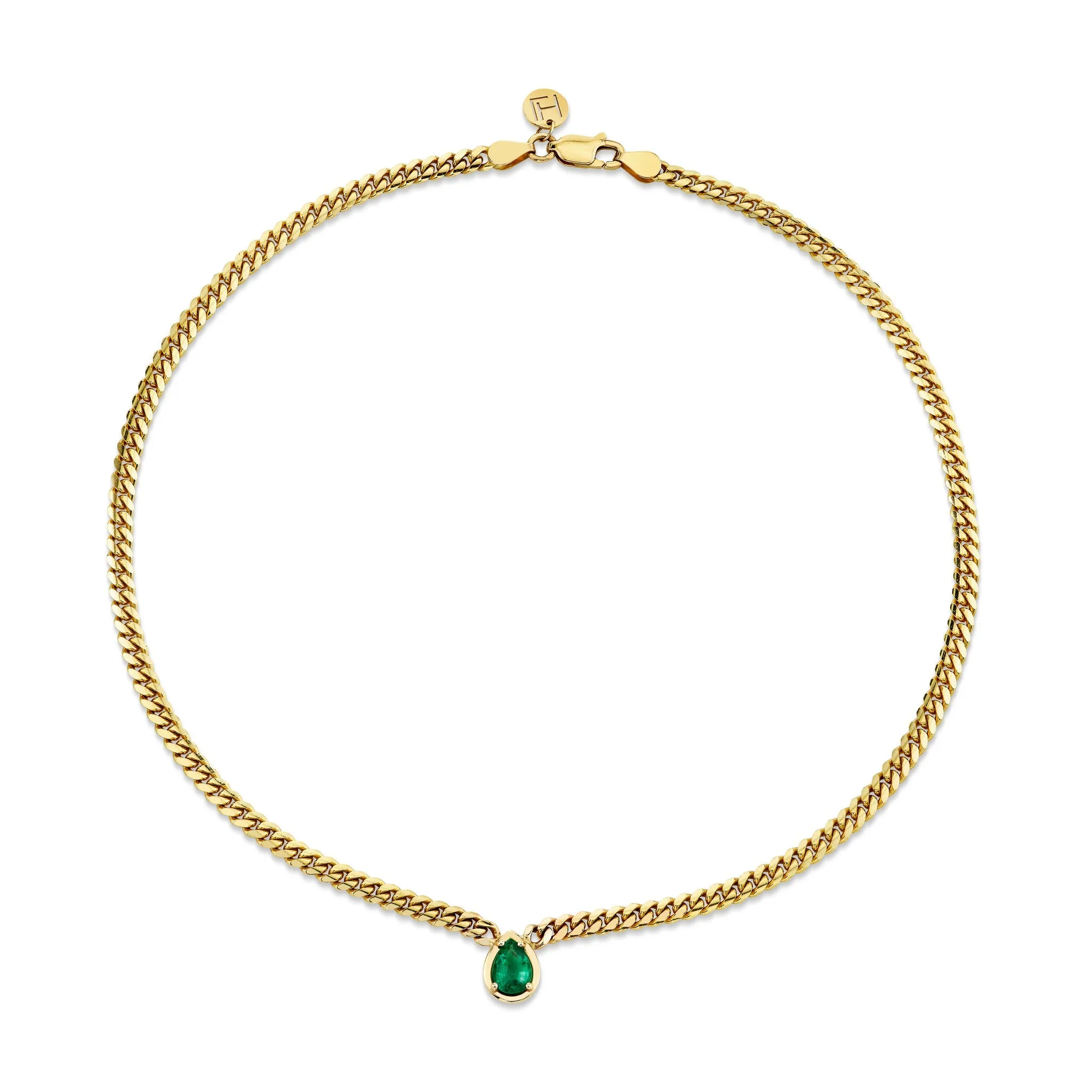 Queen Pear Cut Emerald Cuban Choker