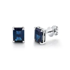 READY TO SHIP BLUE SAPPHIRE EMERALD CUT STUDS