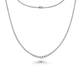 Riviera Diamond Tennis Necklace (4.00 ct.) 2.00 mm to 3.50 mm 4-Prongs Setting in 14K Gold