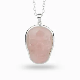 Rose Quartz Skull Necklace