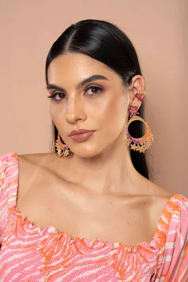 Star Beaded Hoops Drop Earrings