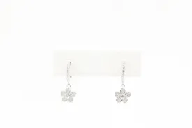 Sterling Silver Mini Flower Huggie Earrings